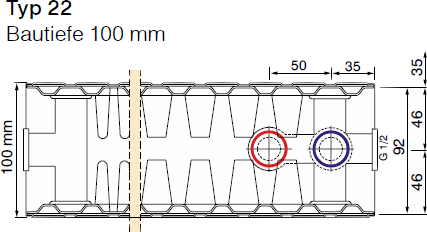 Anschlussmaße Planheizkörper Universal Typ 22