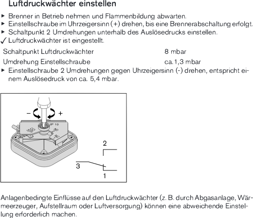 Luftdruckwächter einstellen