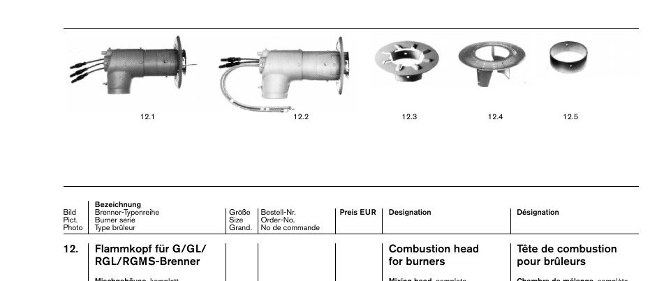 Flammkopf für G/GL/ Combustion head Tête de combustion