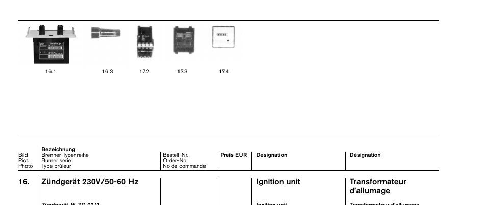 Zündgerät 230V/50-60 Hz Ignition unit Transformator