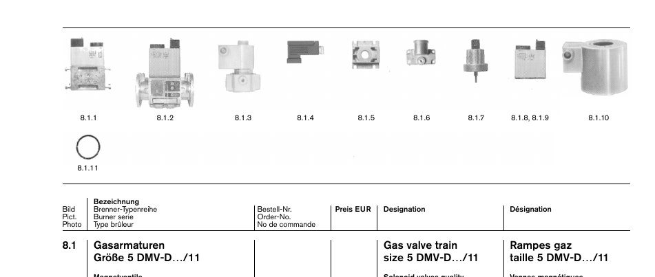 Gasarmaturen Gas valve train Rampes gaz