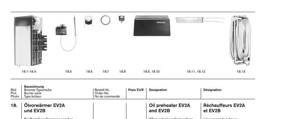 Ölvorwärmer EV2A Oil preheater EV2A Réchauffeurs EV2A