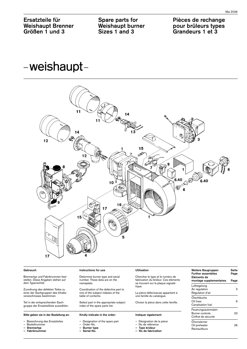 Weishaupt Brenner Größen 1 und 3