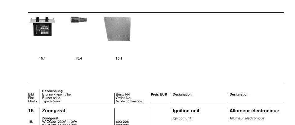 Zündgerät Ignition unit Allumeur électronique