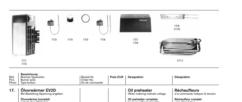 Ölvorwärmer EV2D Oil preheater Réchauffeurs