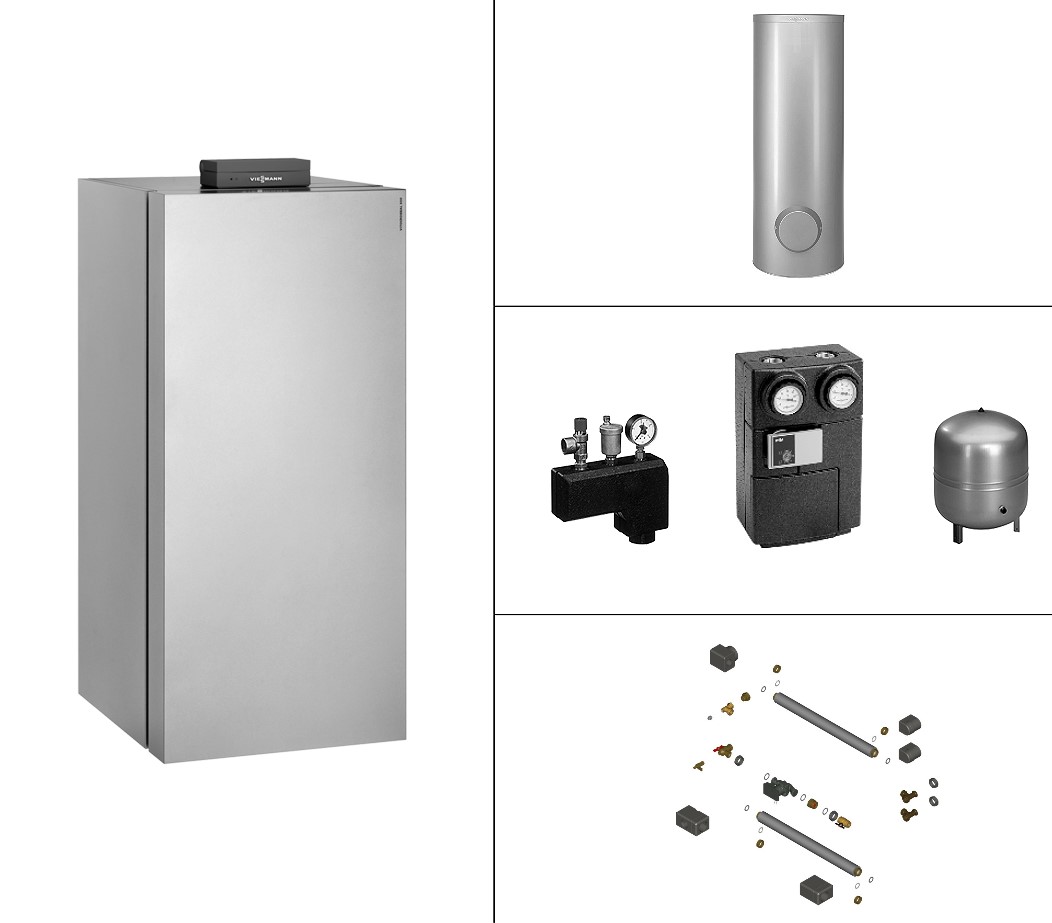 Bild von 35 kW Paket Vitocrossal 300 mit Speicher Vitocell 100-V CVAB 300 Liter, ohne Mischer
