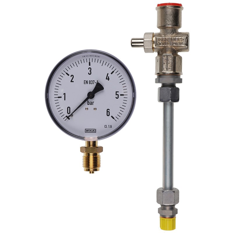 Bild von Manometer 0-6 bar mit Druckknopfhahn Ausführung A G1/4