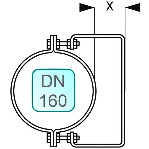 Bild von Wandhalterung INOX DN160 X=49-94 mm