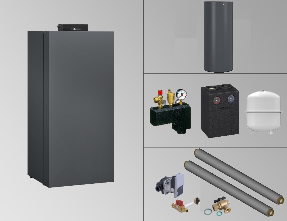 Bild von 13 kW Paket Vitocrossal 300 mit 200 Liter Speicher Vitocell 100-V CVAA