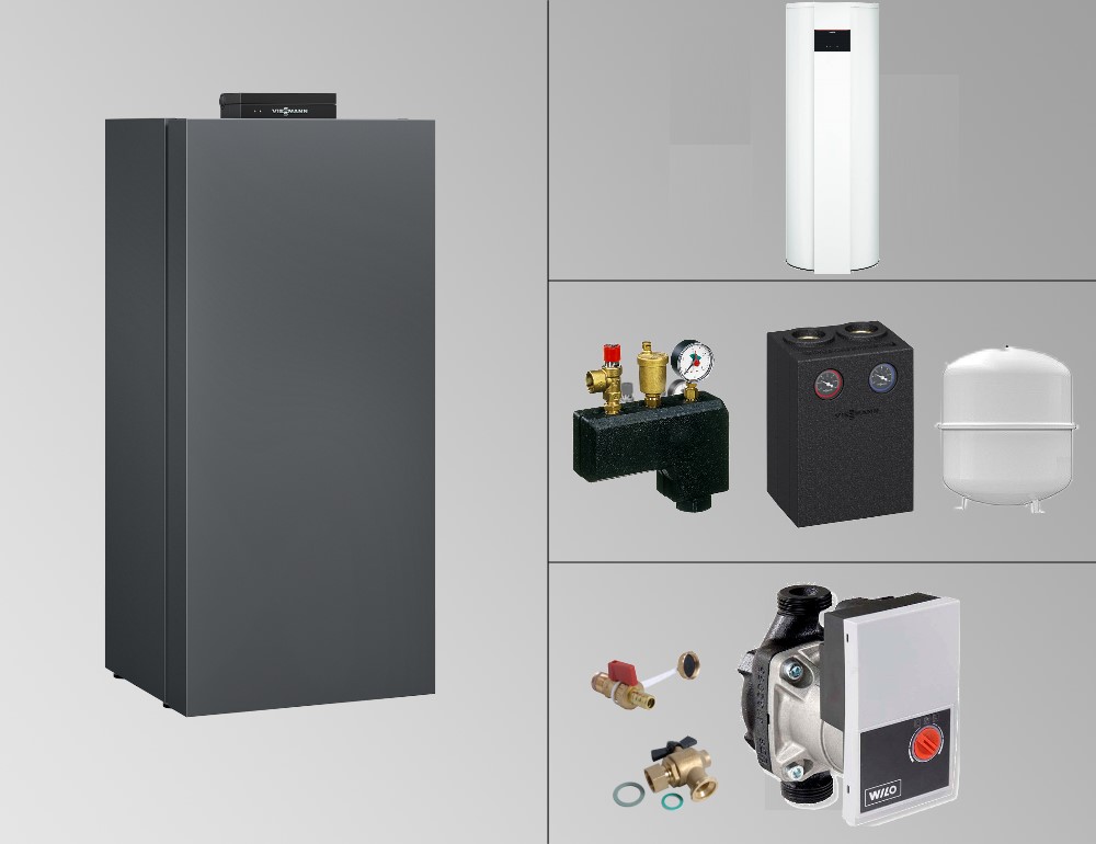 Bild von 13 kW Paket Vitocrossal 300 mit 300 Liter Vitocal 262-A Wärmepumpe