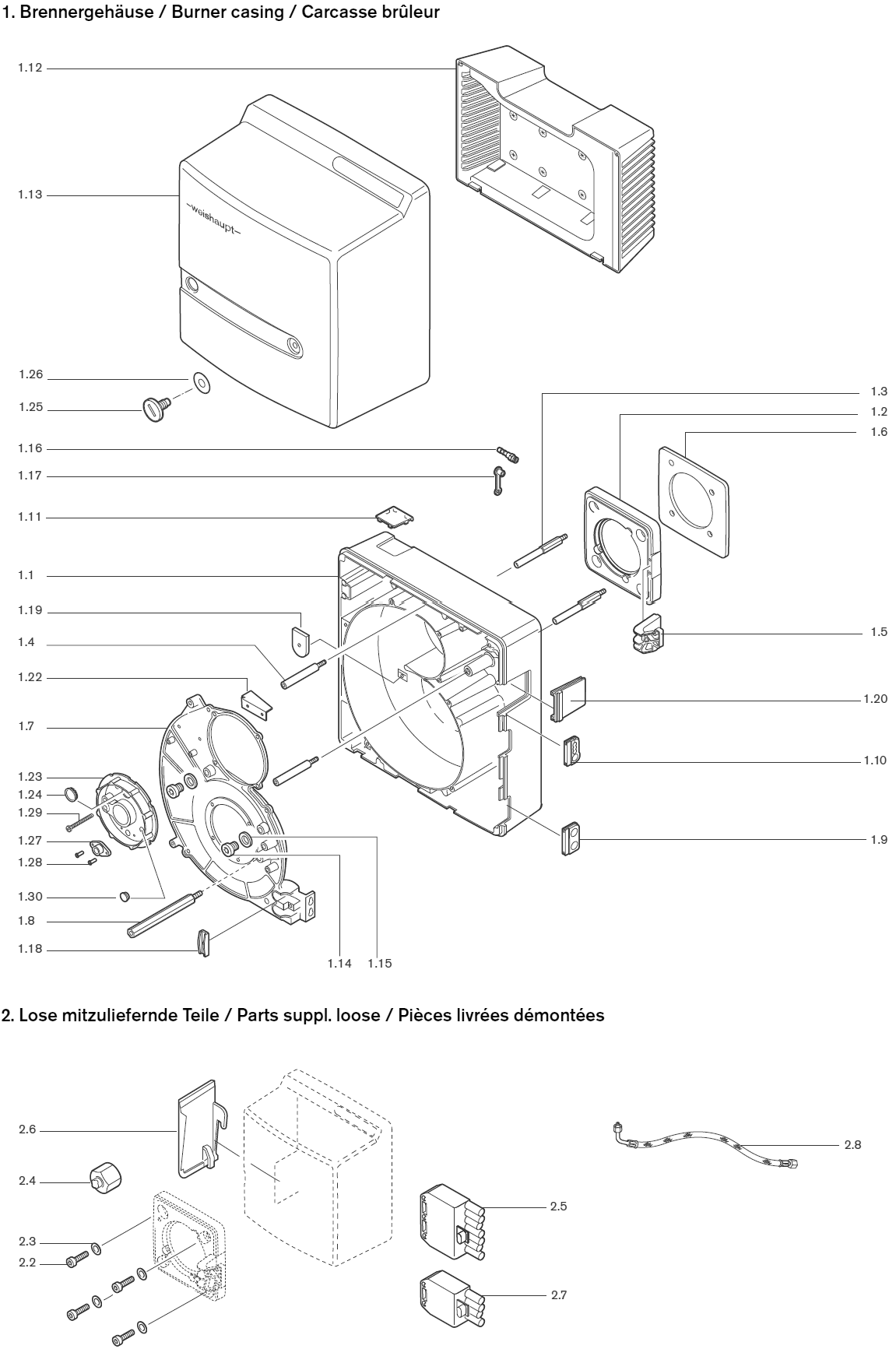 Ersatzteile Brennergehäuse Weishaupt WL20-C